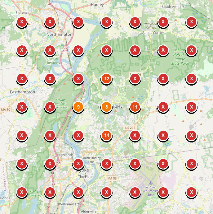 Rank map before: business barely shows up across its market
